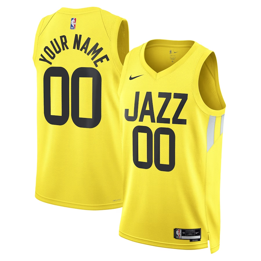 Men's Utah Jazz Gold Swingman Custom Jerseys - Icon Edition