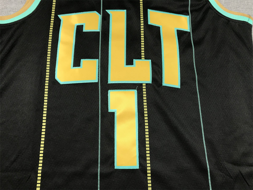 Men's Charlotte Hornets LaMelo Ball #1 Black 2022/23 Swingman Jerseys - City Edition