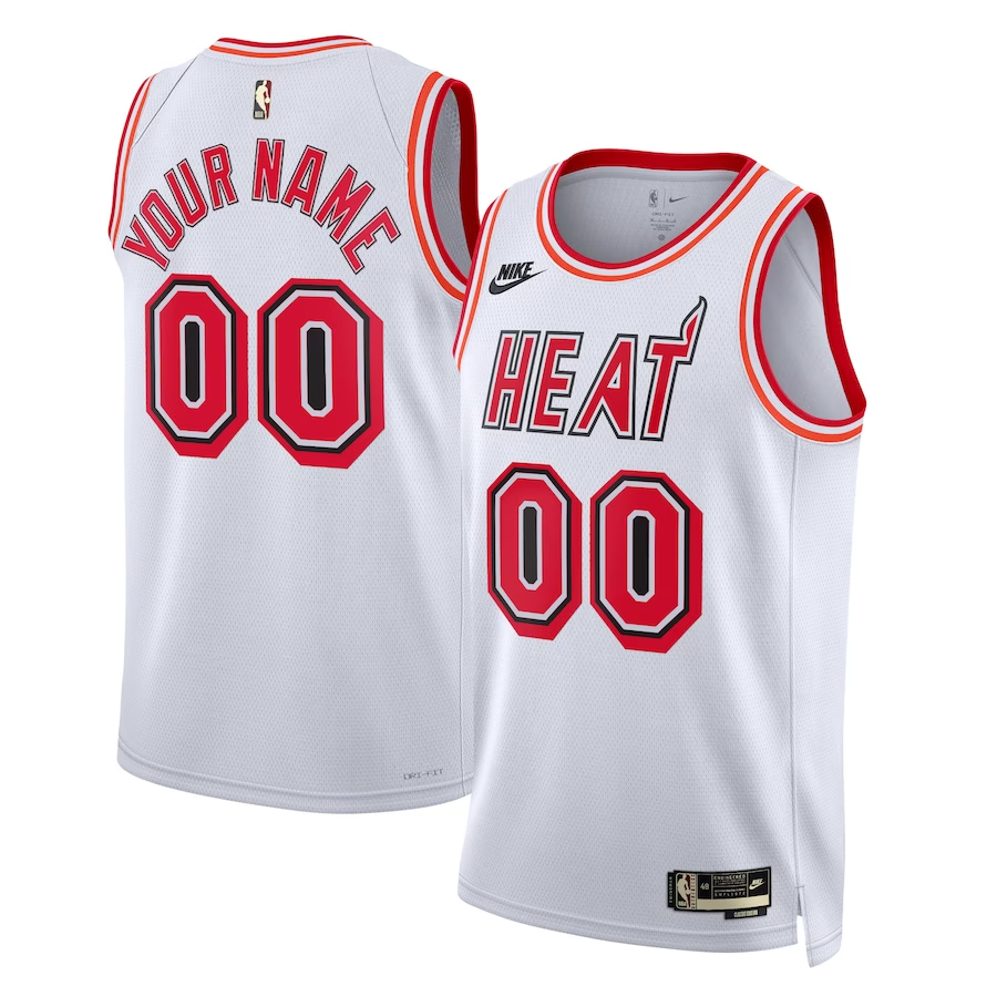 Men's Miami Heat White 2022/23 Custom Swingman Jerseys - Classic Edition