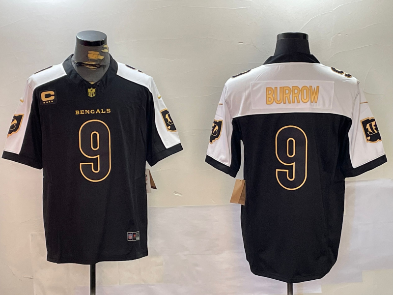 Men's Cincinnati Bengals Joe Burrow #9 Black Team Player Jerseys