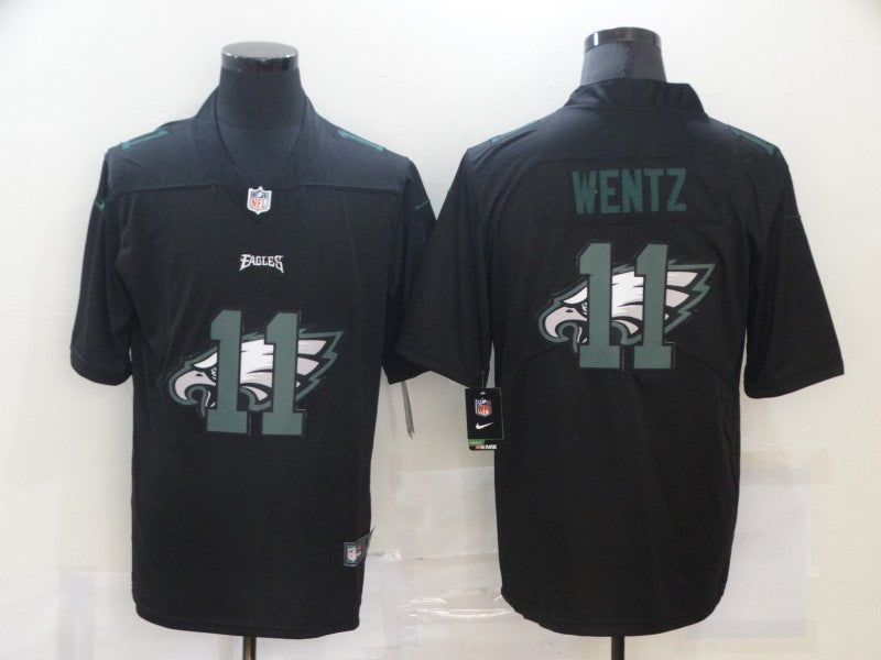Men's Philadelphia Eagles #11 Carson Wentz Black Replica Game Jerseys