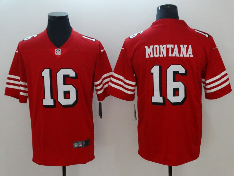 Men's San Francisco 49ers Joe Montana #16 Red Game Player Jerseys