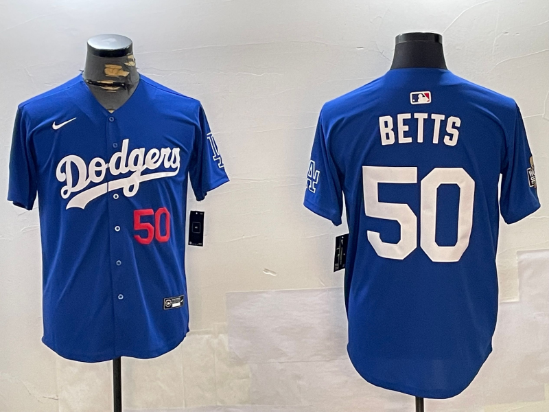 Men's Los Angeles Dodgers Mookie Betts #50 Royal Replica Player Jerseys