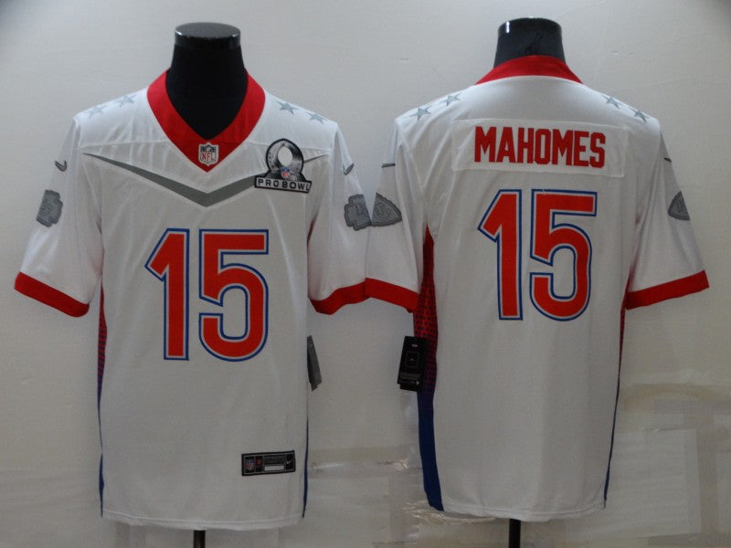 Men's Kansas City Chiefs Patrick Mahomes #15 White ALL STAR Game Jerseys