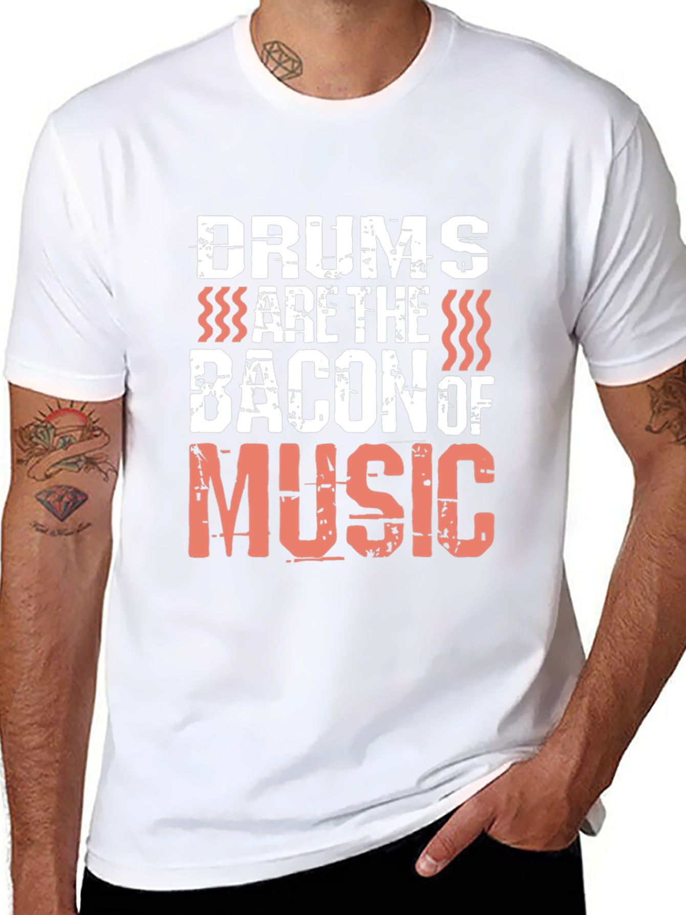 Drums are the Bacon of Music Black T-Shirt