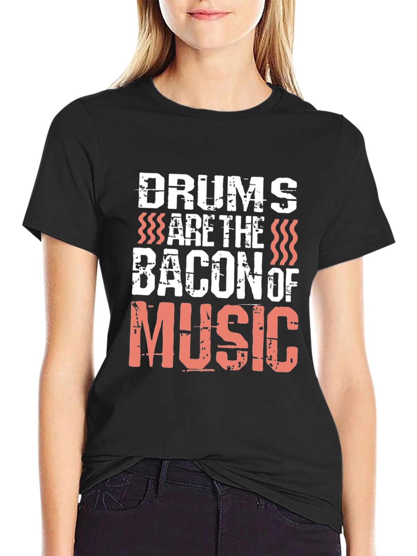 Drums are the Bacon of Music Black T-Shirt
