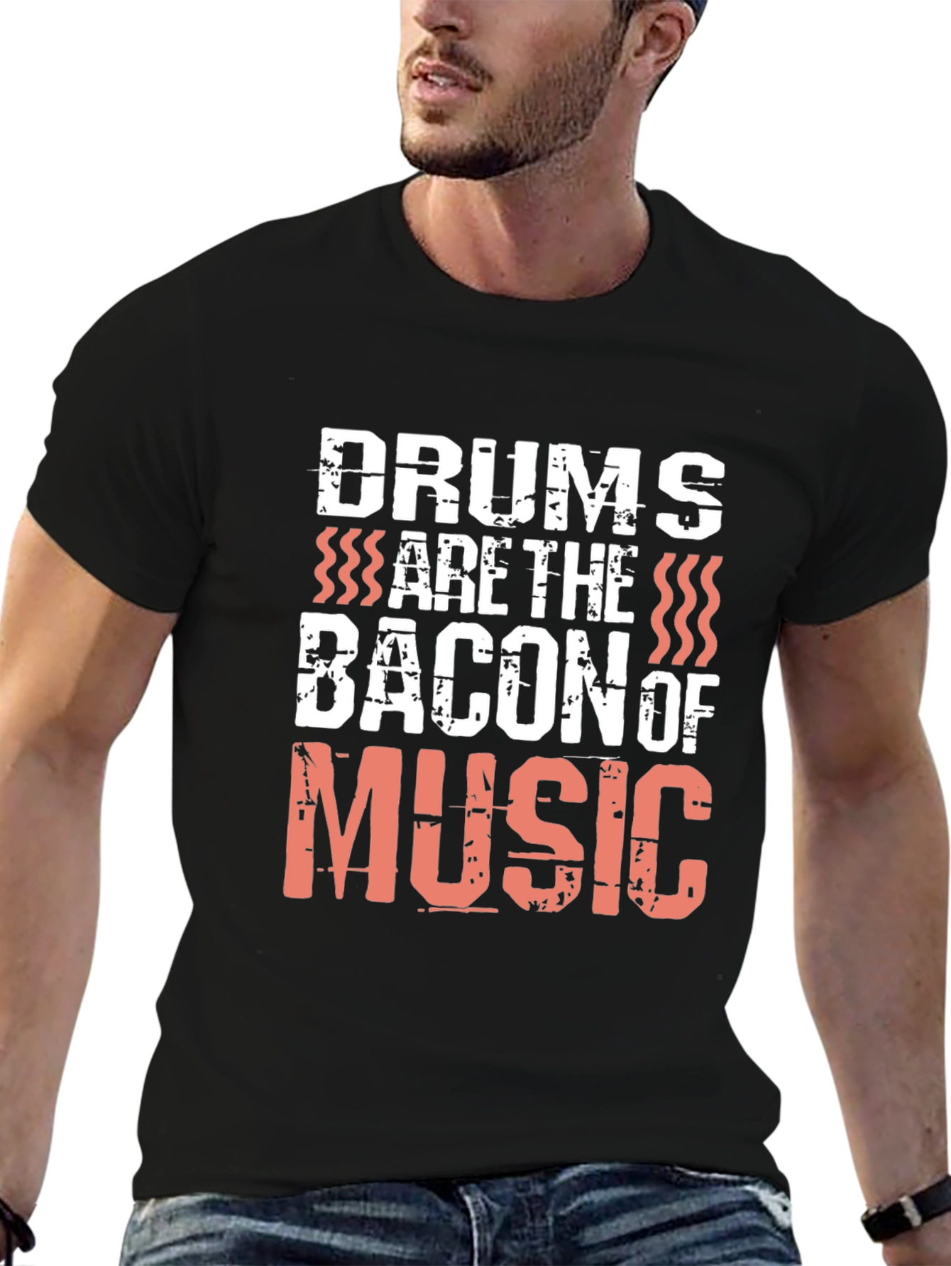 Drums are the Bacon of Music Black T-Shirt