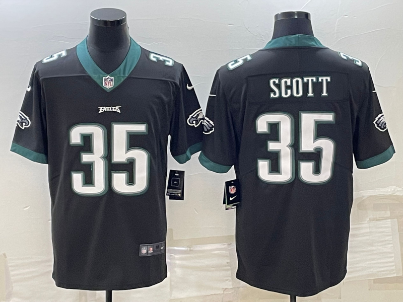 Men's Philadelphia Eagles Boston Scott #35 Black Game Jerseys