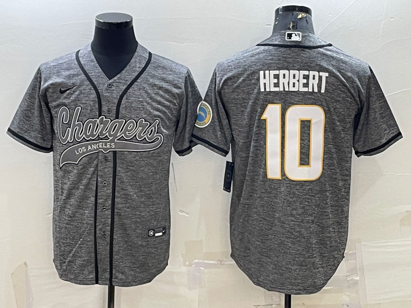 Men's Los Angeles Chargers Justin Herbert #10 Gray Game Jerseys Joint Edition