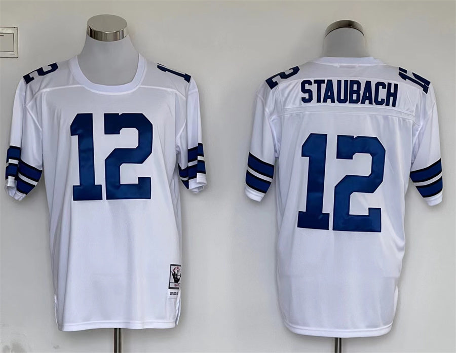 Men's Dallas Cowboys Roger Staubach Mitchell & Ness White Legacy Replica Jerseys