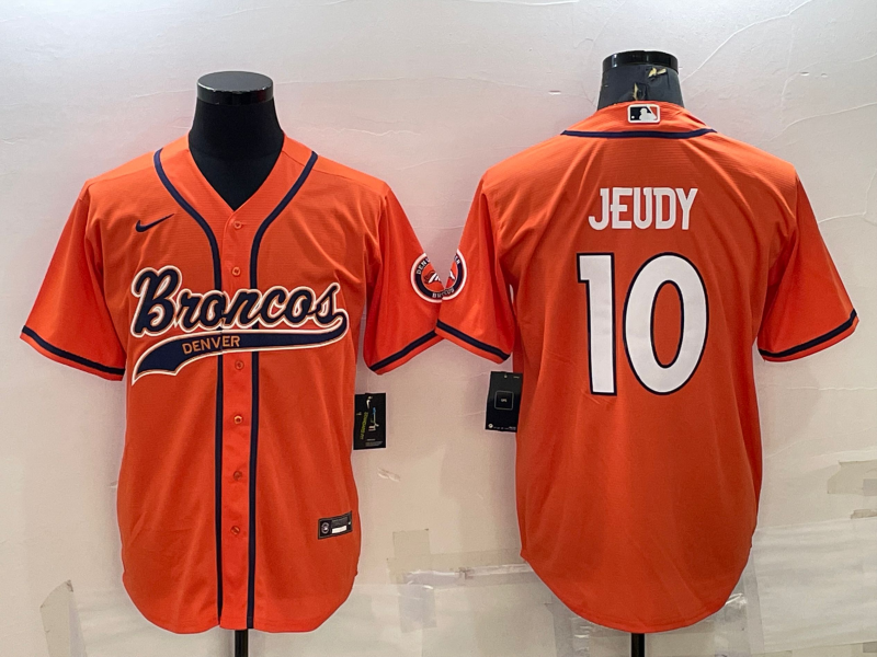 Men's Denver Broncos Jerry Jeudy #10 Orange Game Jerseys Joint Edition