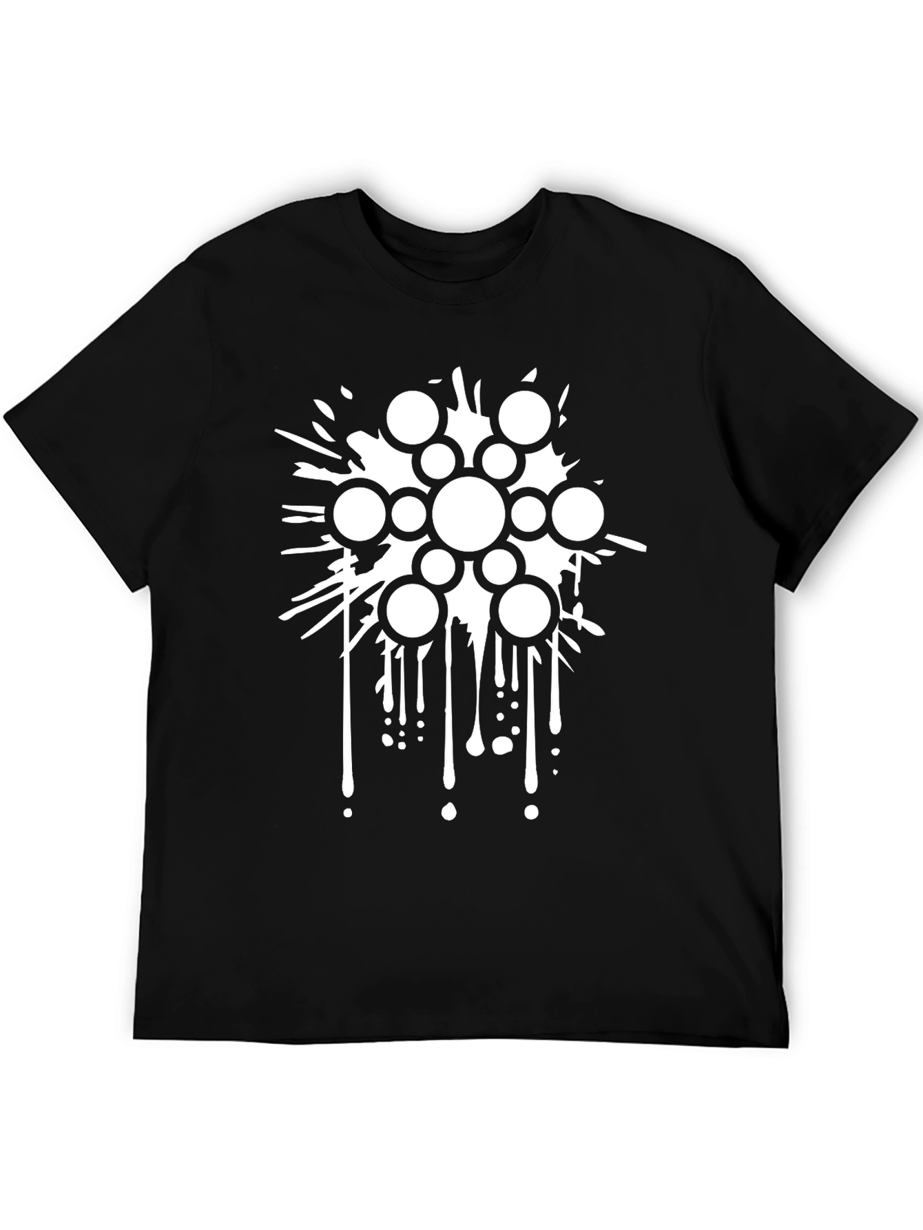 Abstract Circle Splash Graphic Black T-Shirt