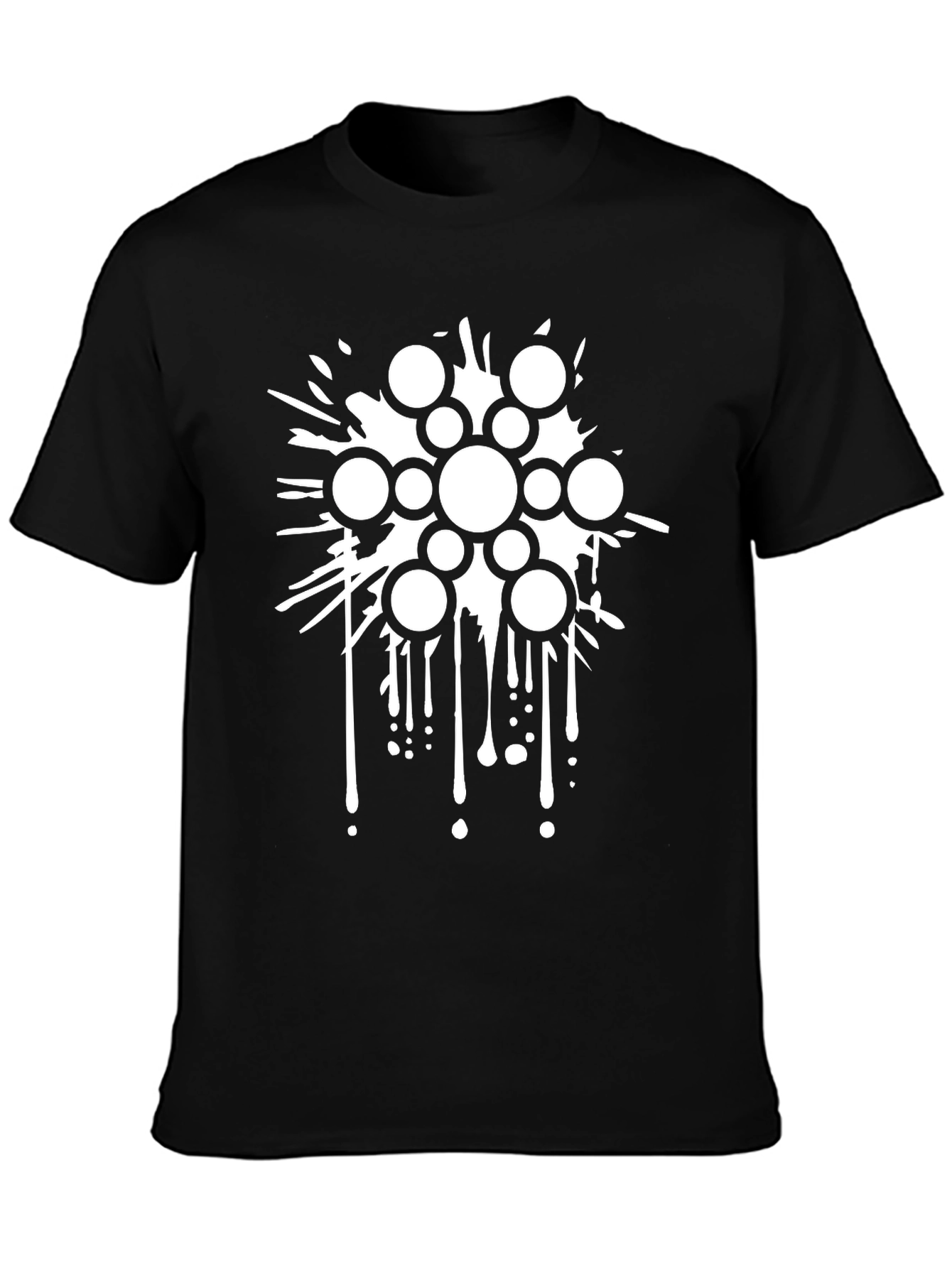 Abstract Circle Splash Graphic Black T-Shirt