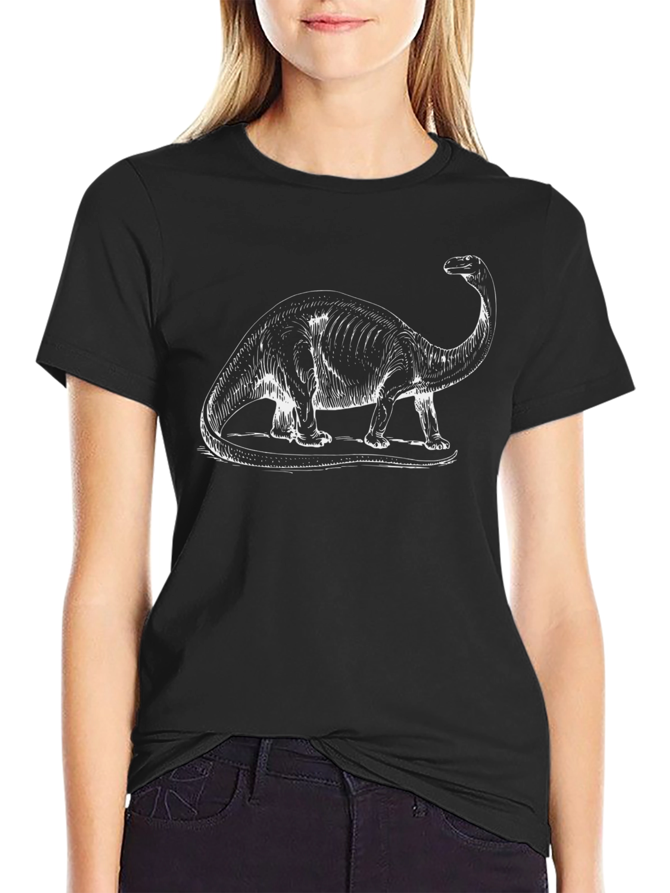 Dinosaur Graphic Tee - Black Cotton T-Shirt