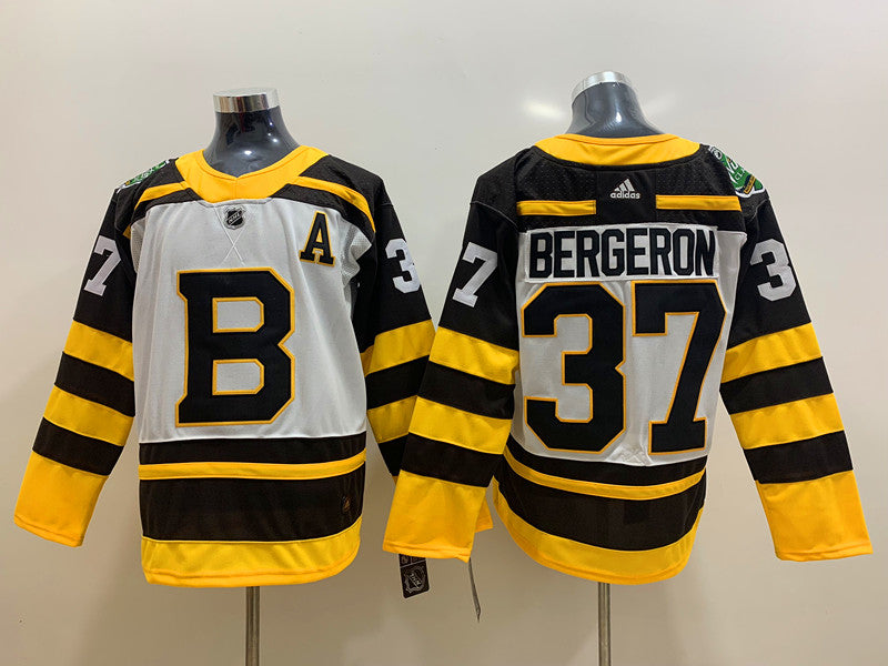 Men's Boston Bruins Patrice Bergeron #37 White Replica Jerseys