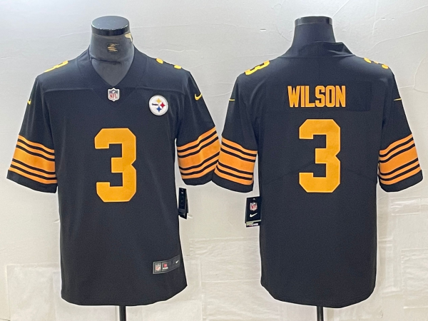 Men's Pittsburgh Steelers Russell Wilson #3 Black Alternate Game Jerseys