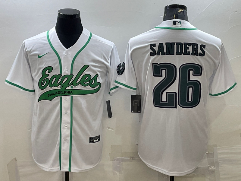 Men's Philadelphia Eagles Miles Sanders #26 White Game Jerseys Joint Edition