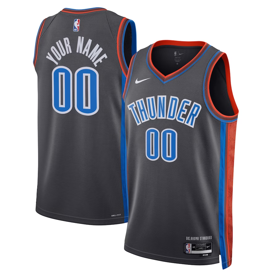 Men's Oklahoma City Thunder Black 2022/23 Swingman Custom Jerseys - City Edition