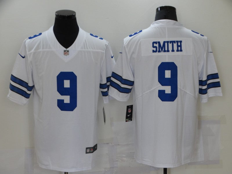 Men's Dallas Cowboys Emmitt Smith #9 White Custom1 Game Jerseys
