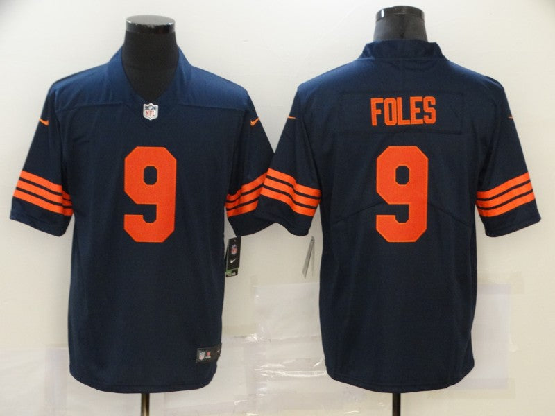 Men's Chicago Bears Nick Foles #9 Navy Player Game Jerseys