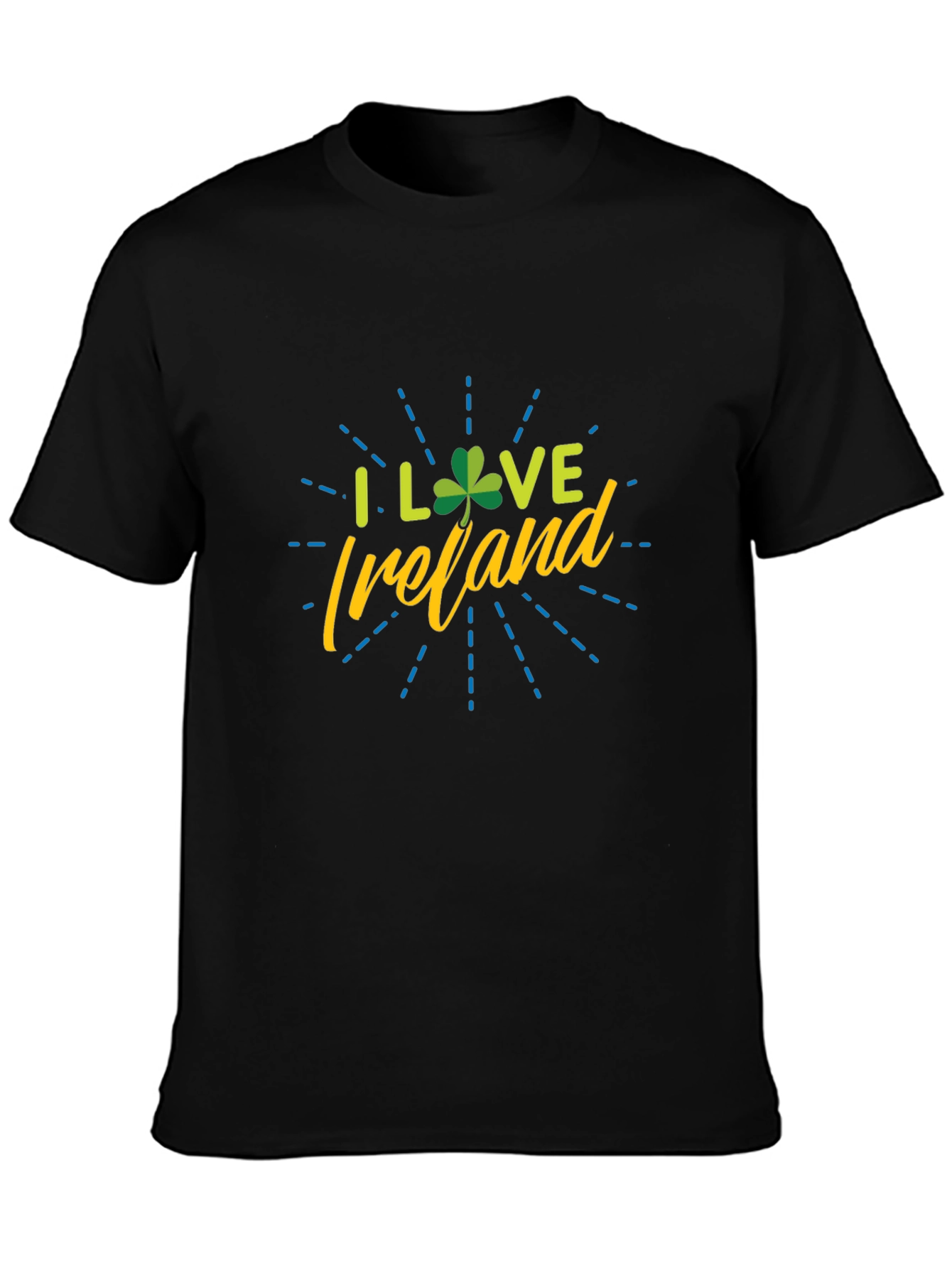 I Love Ireland Shamrock Graphic Tee - Black