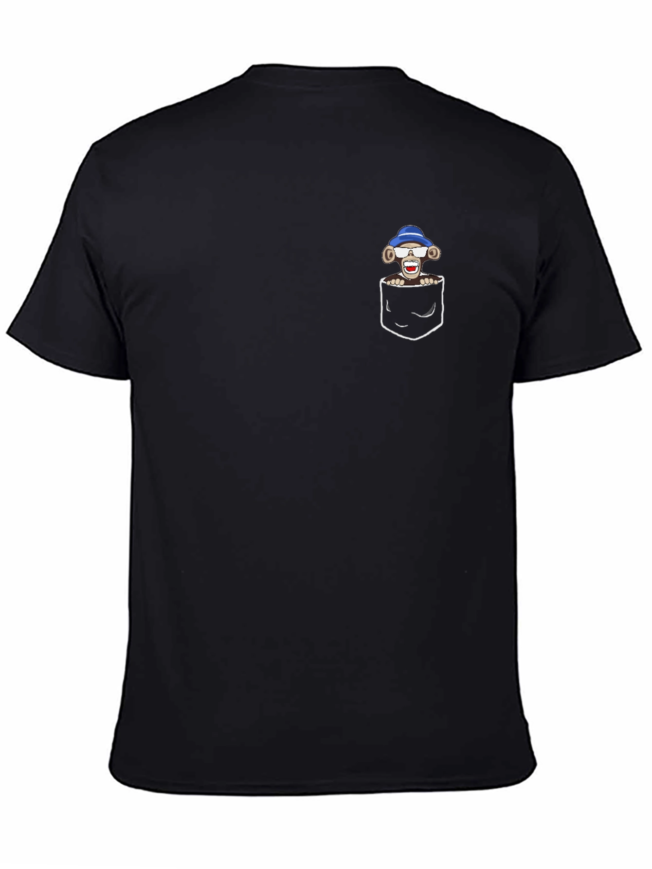 Monkey in Pocket Graphic Tee - Black Casual T-Shirt