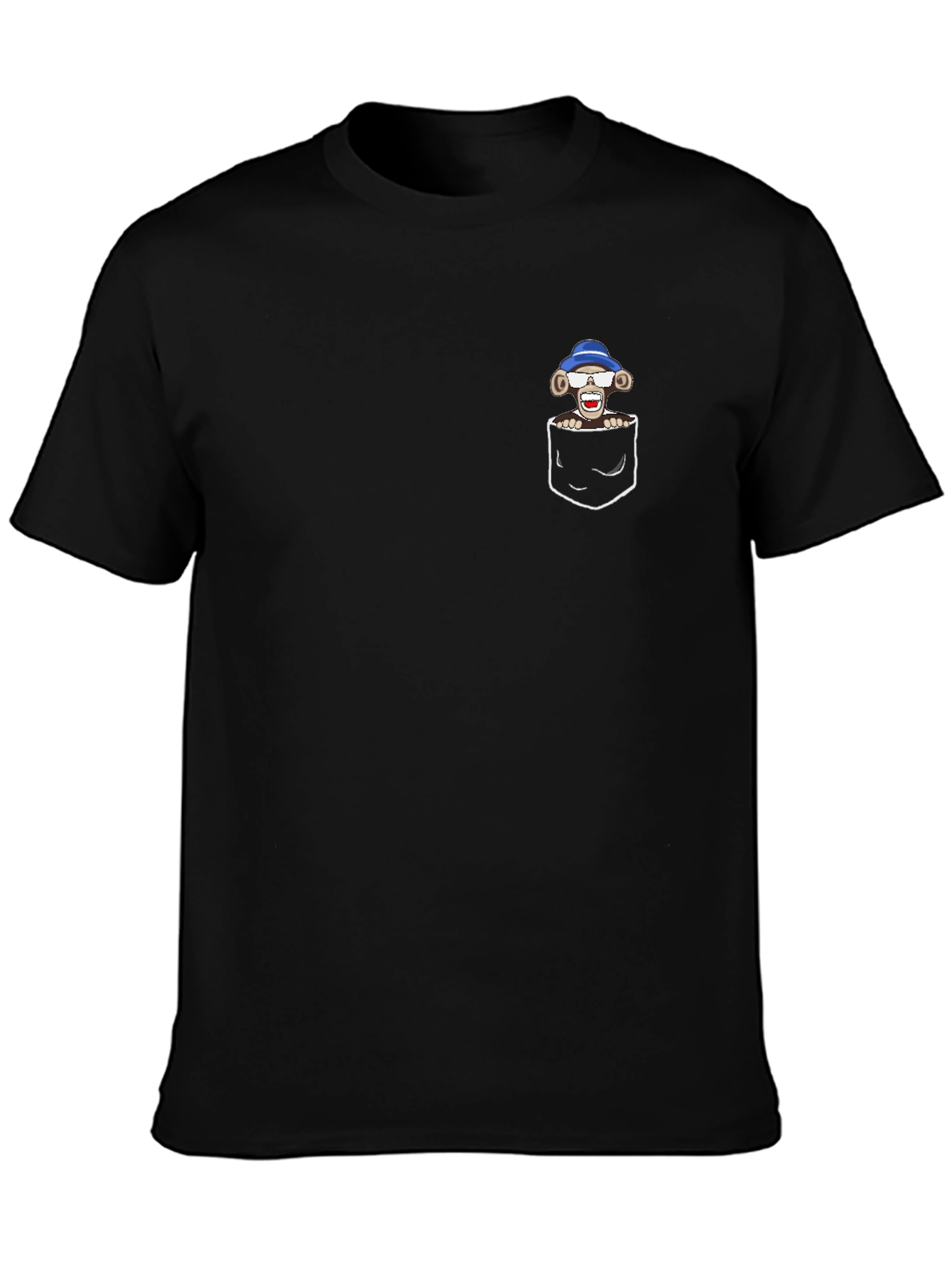 Monkey in Pocket Graphic Tee - Black Casual T-Shirt