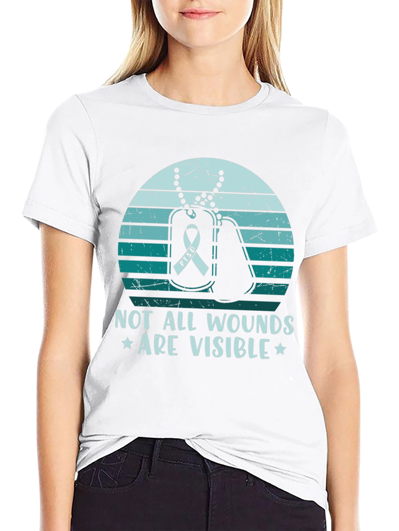 PTSD Awareness Graphic Tee - Not All Wounds Visible