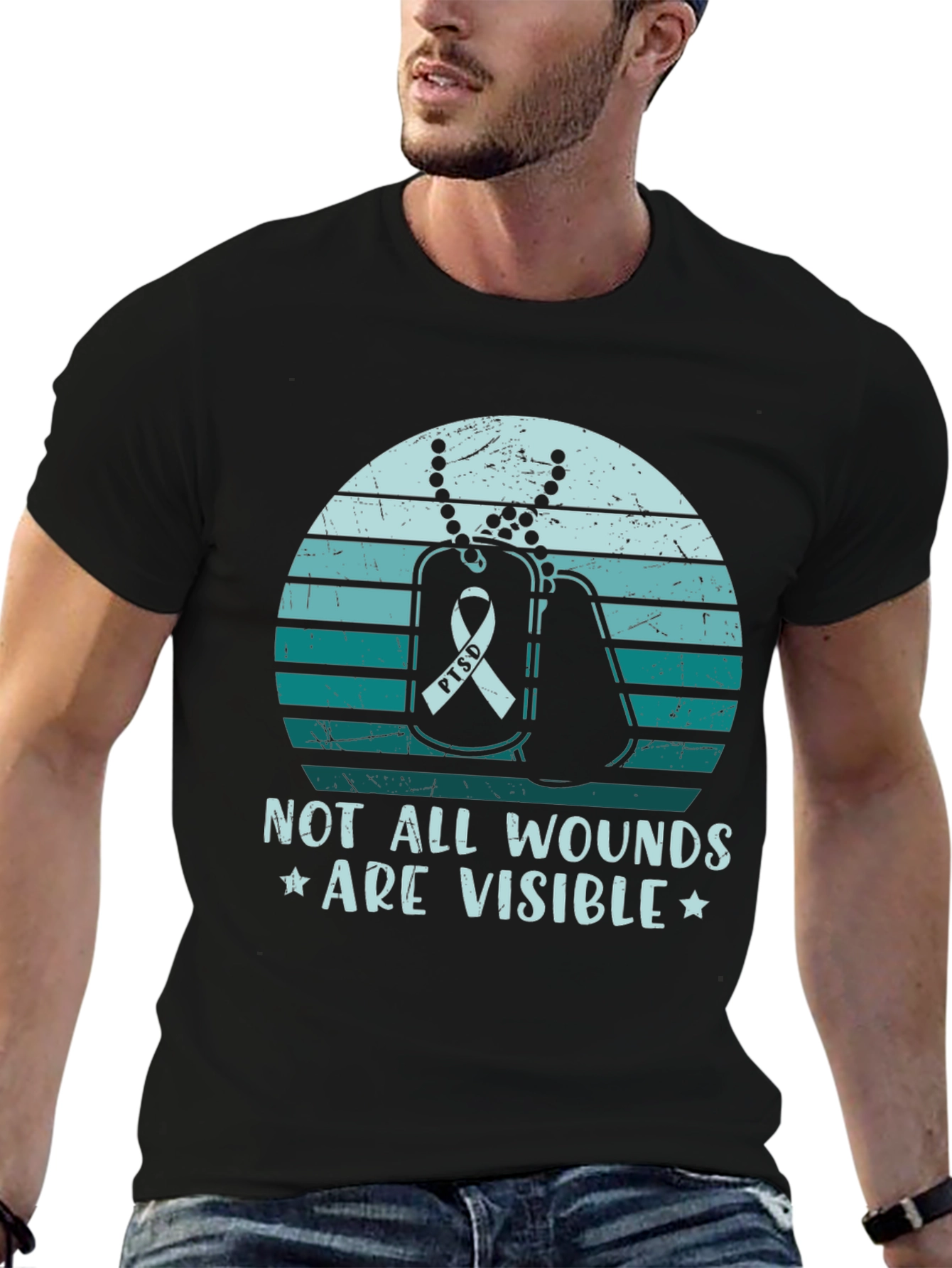 PTSD Awareness Graphic Tee - Not All Wounds Visible