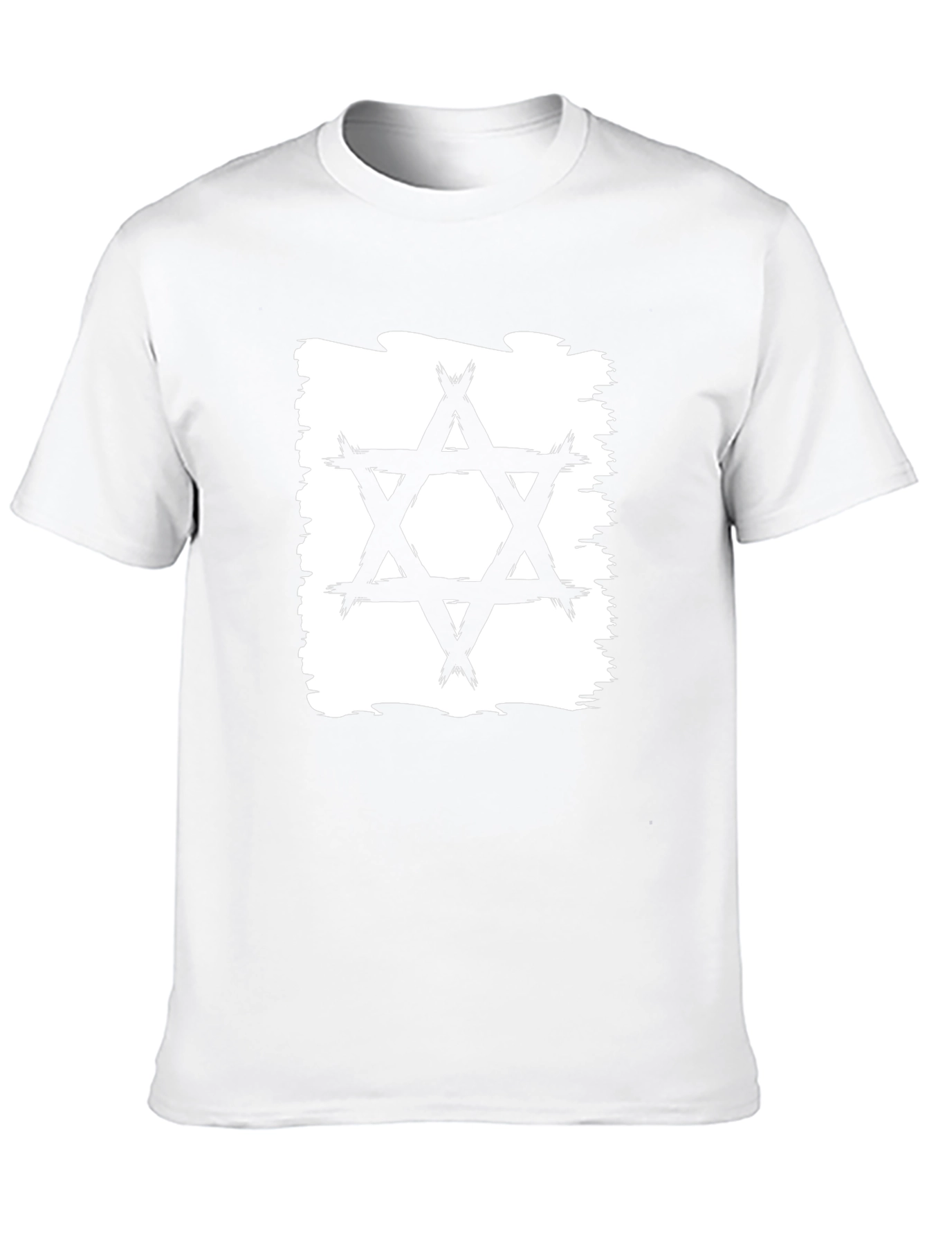Star of David Brushstroke T-Shirt - Black Cotton