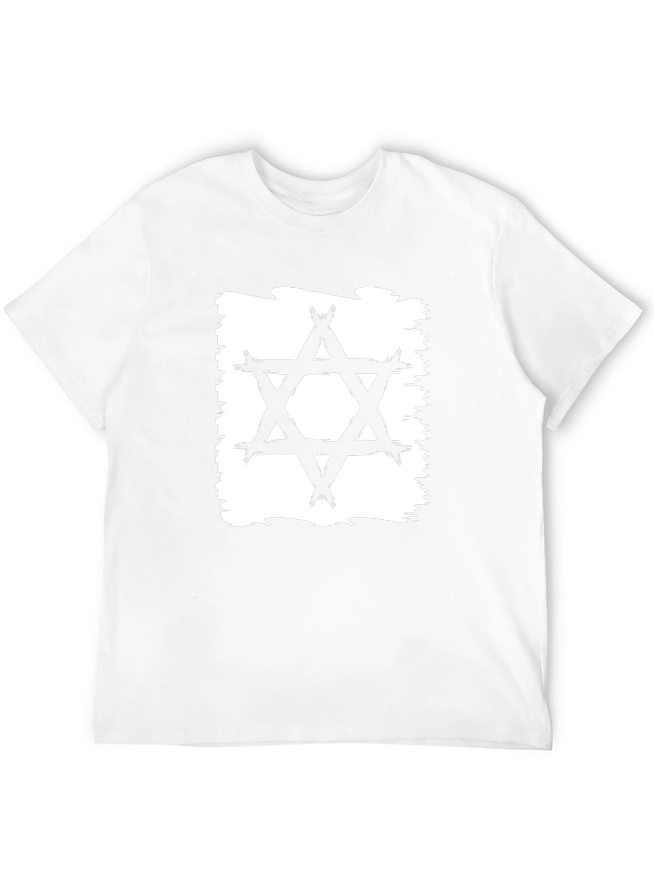 Star of David Brushstroke T-Shirt - Black Cotton