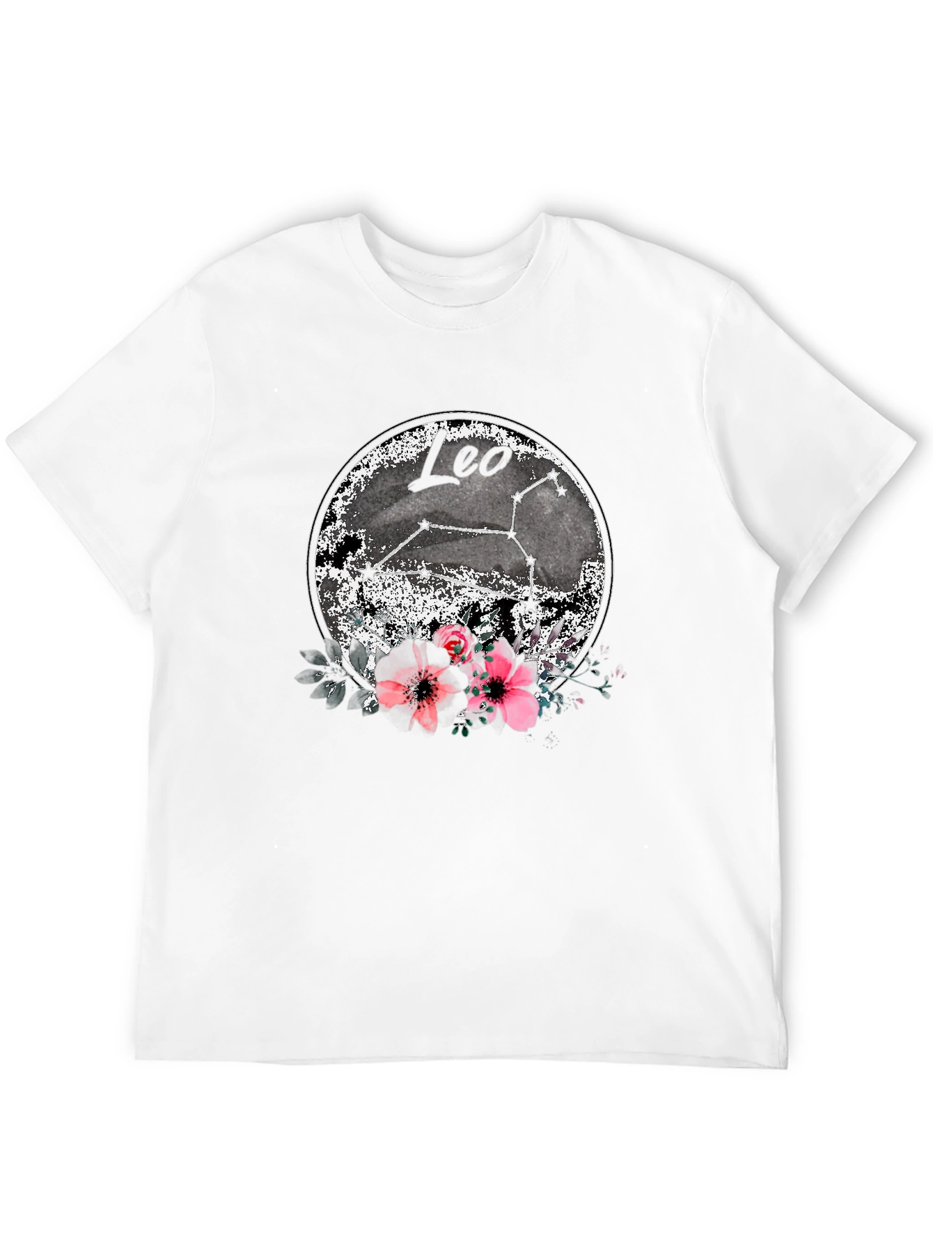 Leo Zodiac T-Shirt with Floral Design