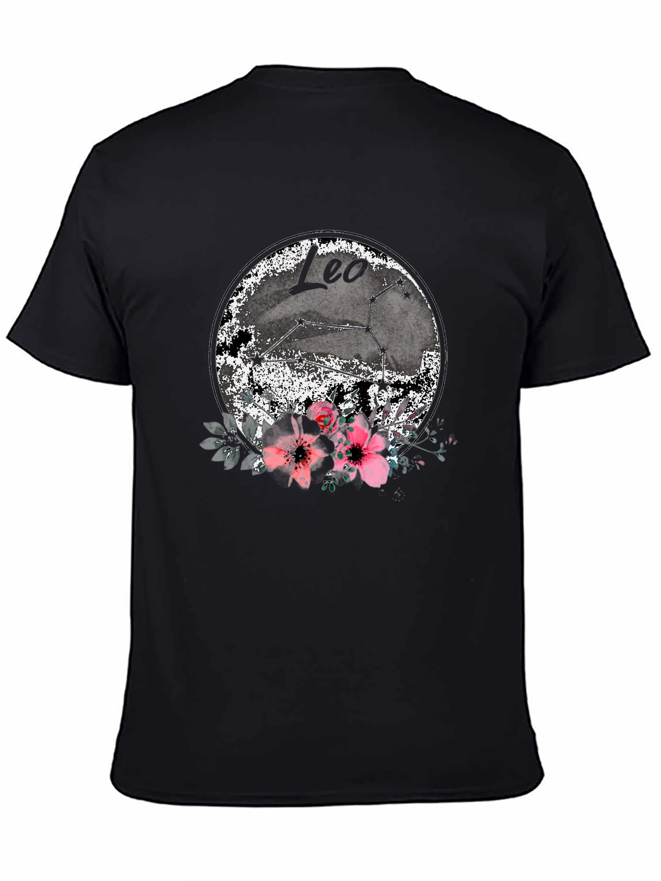 Leo Zodiac T-Shirt with Floral Design