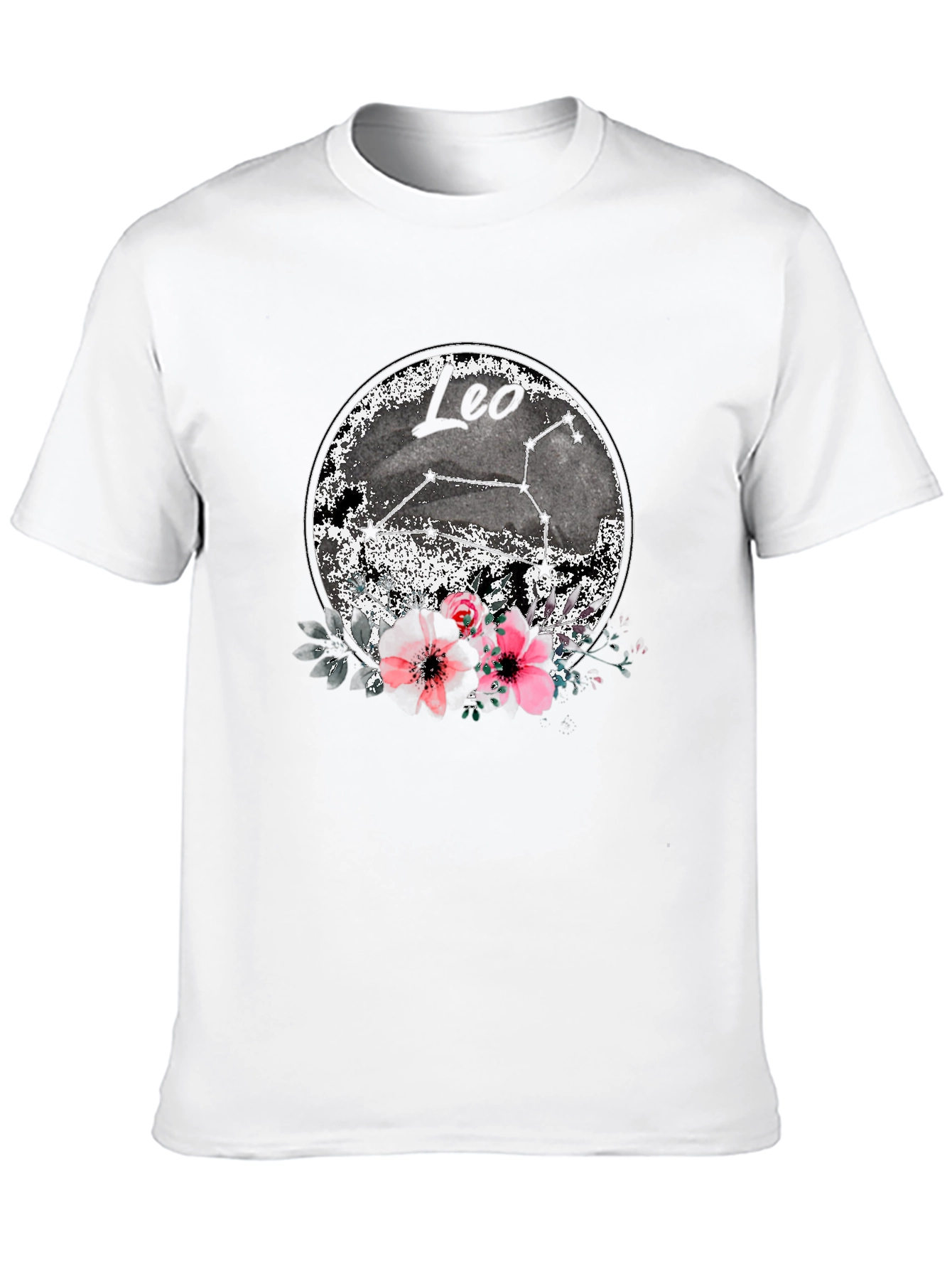 Leo Zodiac T-Shirt with Floral Design