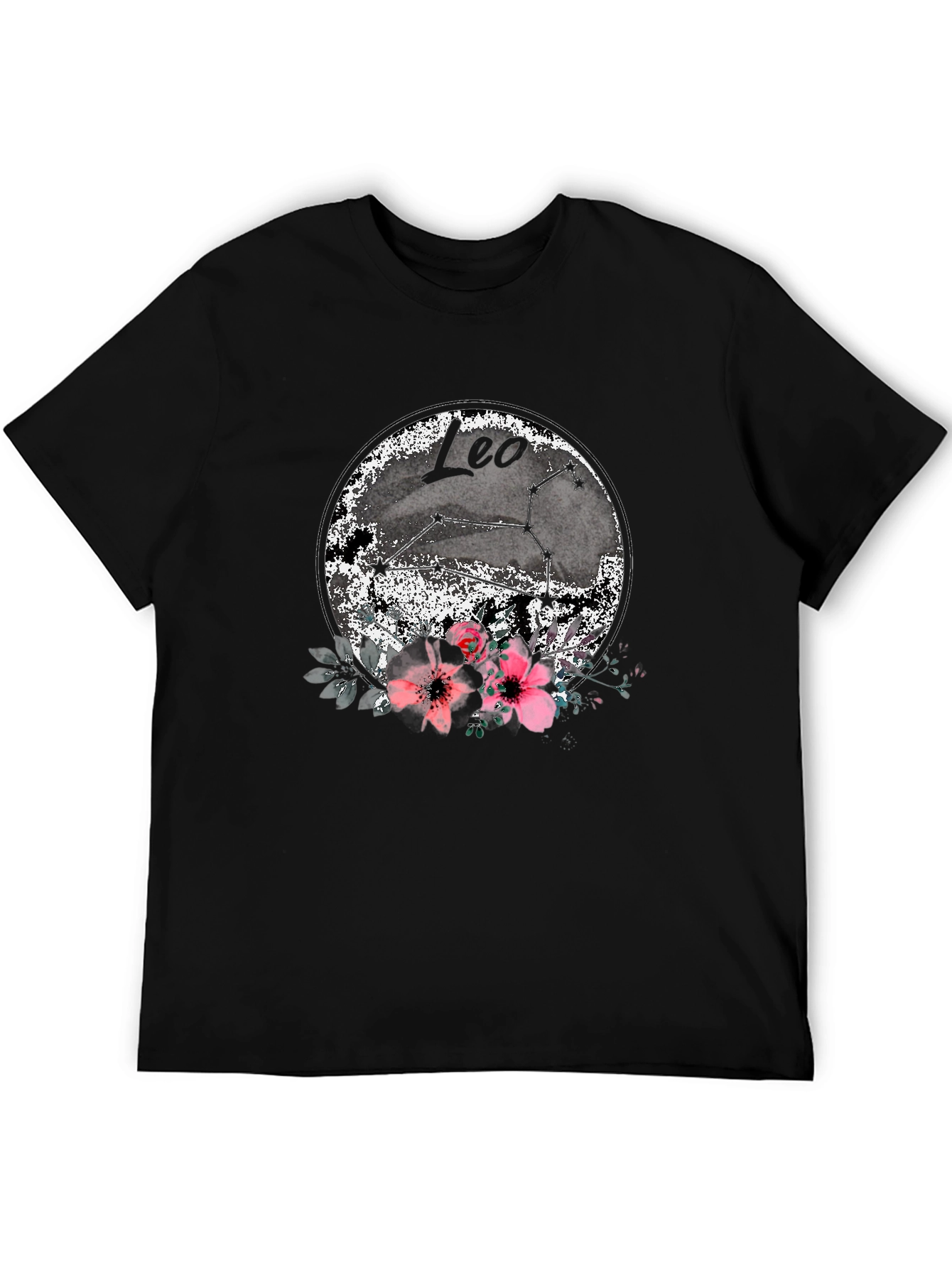 Leo Zodiac T-Shirt with Floral Design