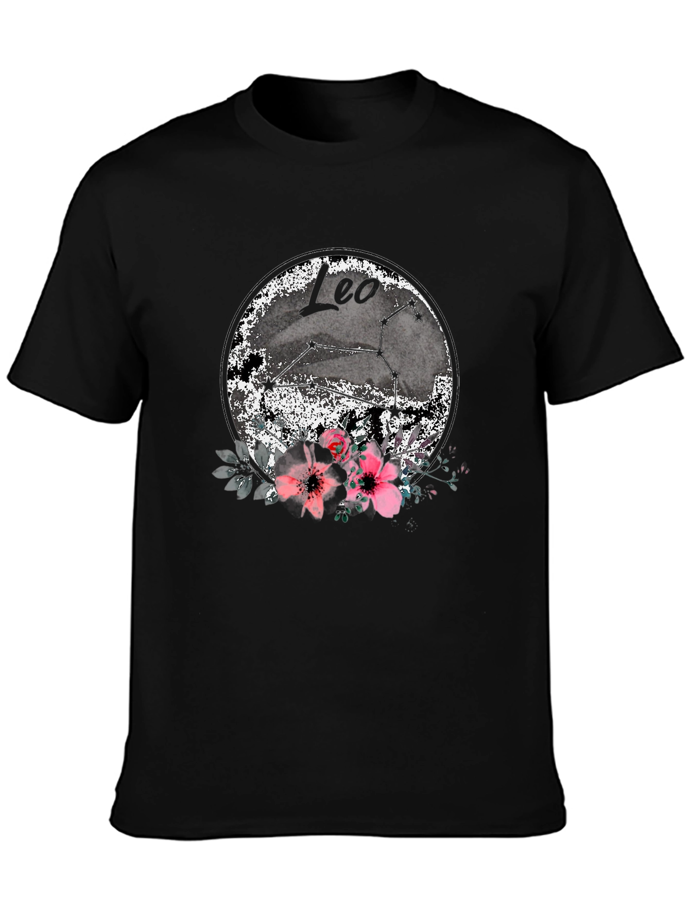 Leo Zodiac T-Shirt with Floral Design