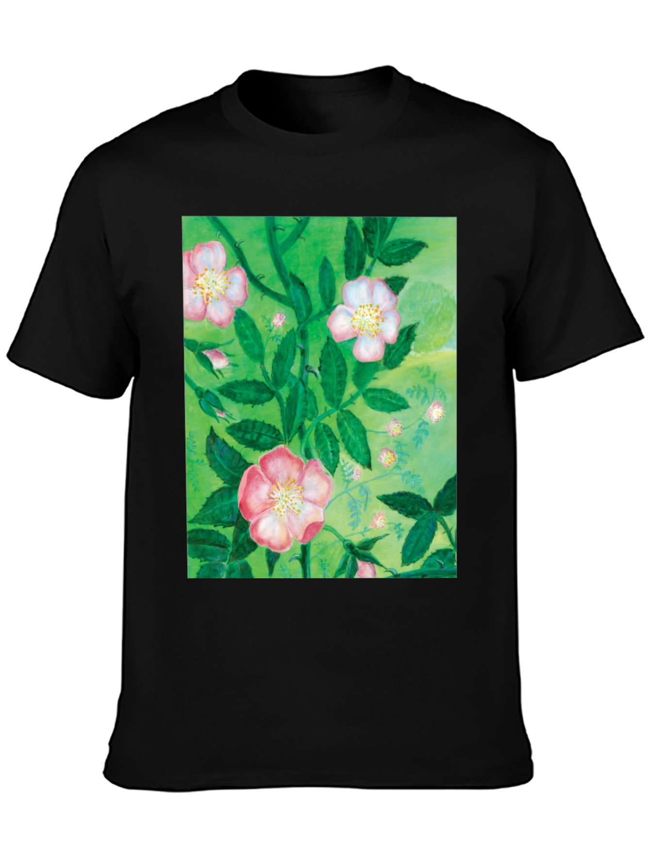 Floral Print T-Shirt - Artistic Botanical Design