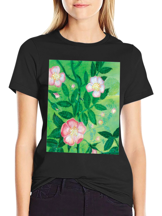Floral Print T-Shirt - Artistic Botanical Design