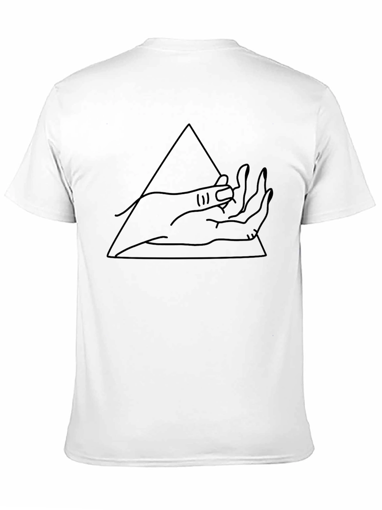Minimalist Hand Triangle Graphic Black T-Shirt