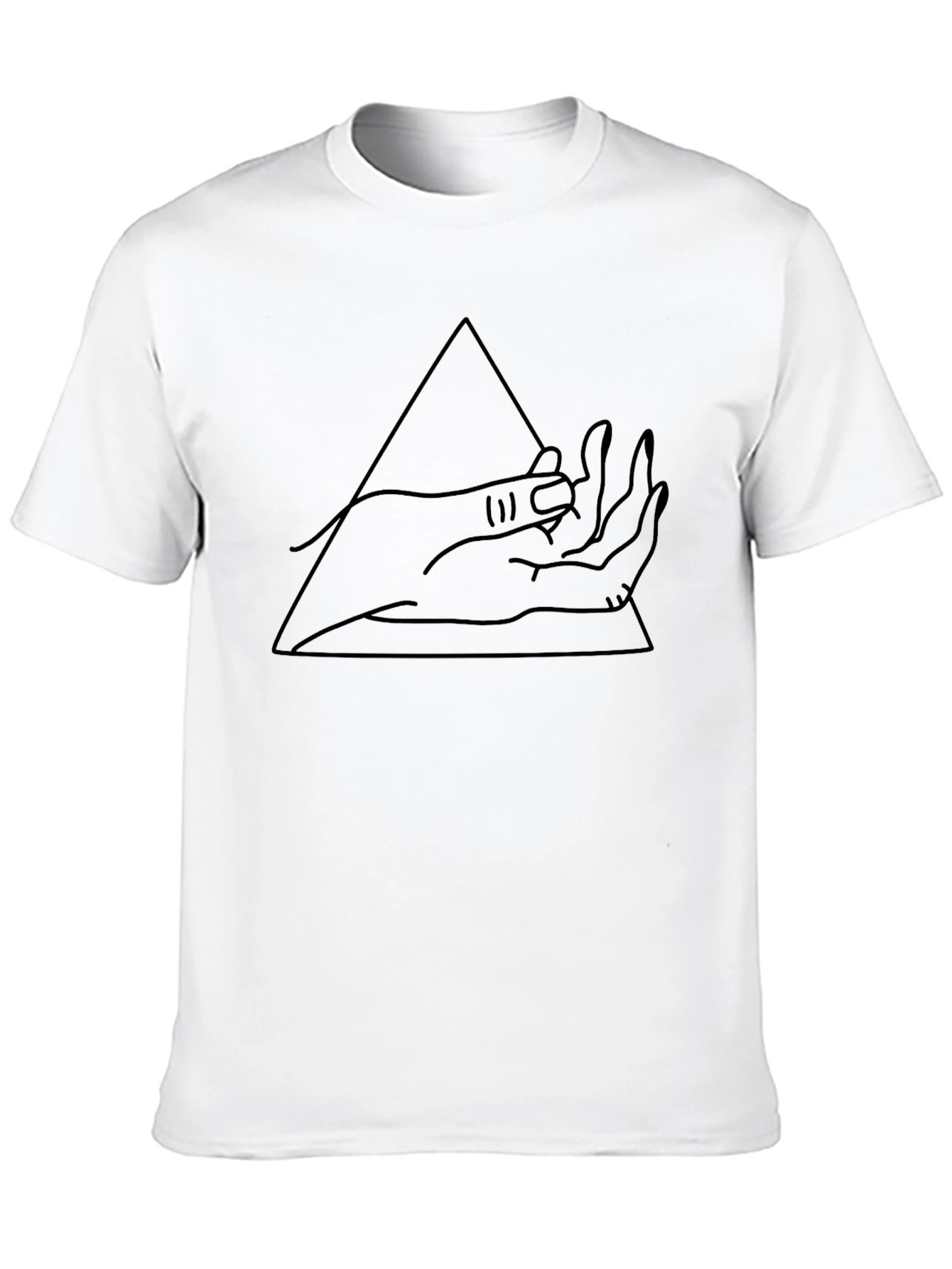 Minimalist Hand Triangle Graphic Black T-Shirt