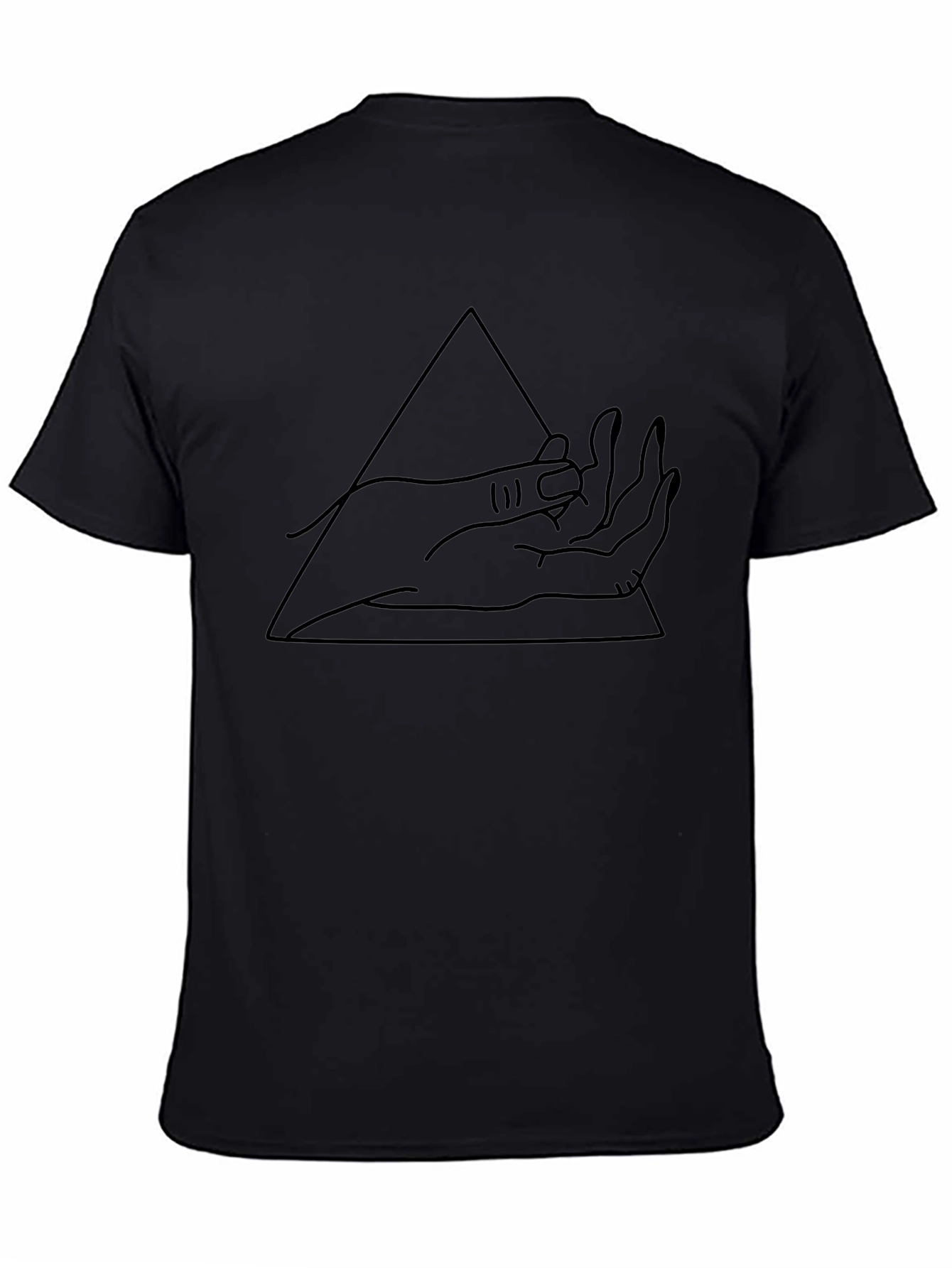Minimalist Hand Triangle Graphic Black T-Shirt