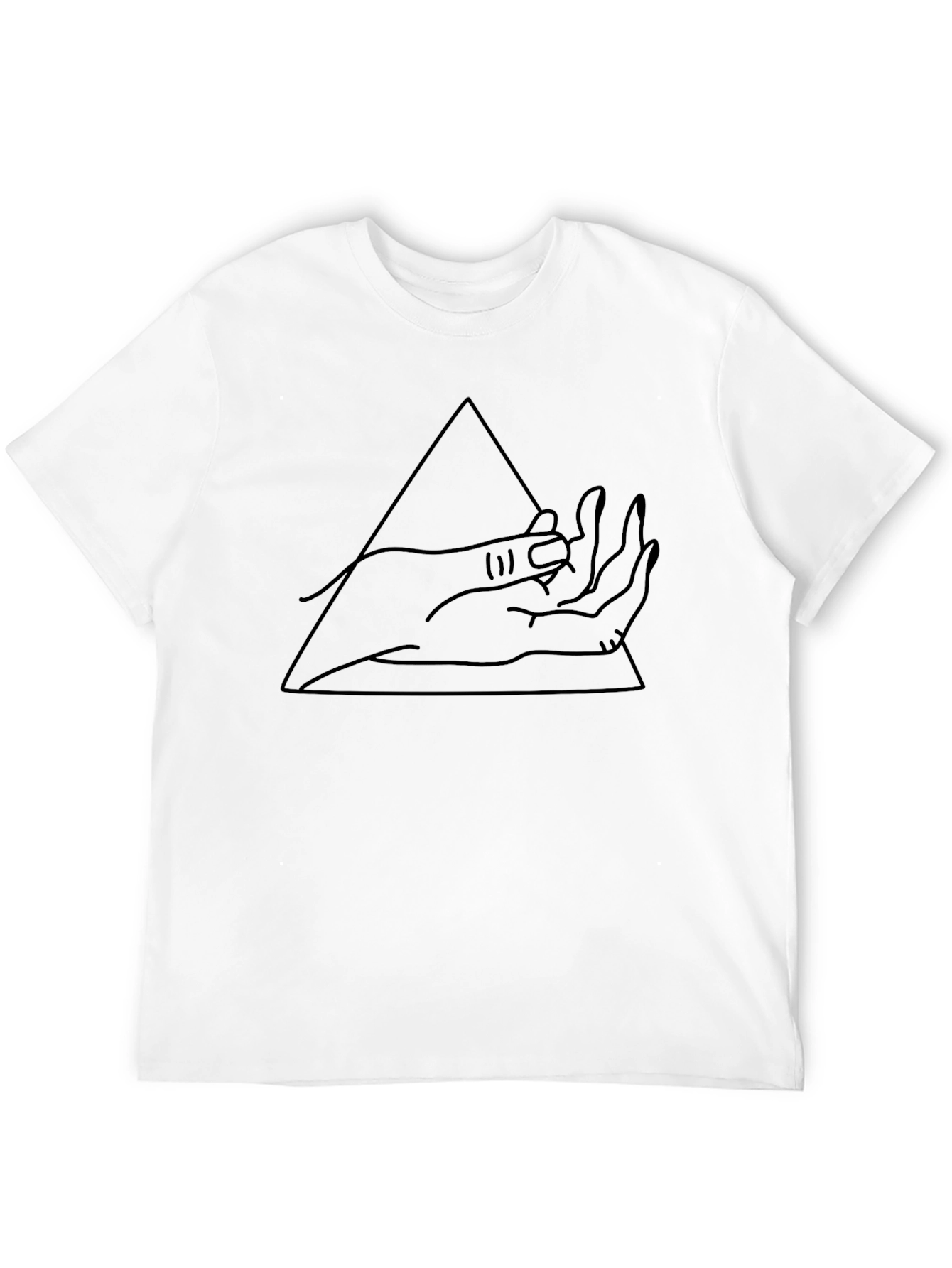 Minimalist Hand Triangle Graphic Black T-Shirt