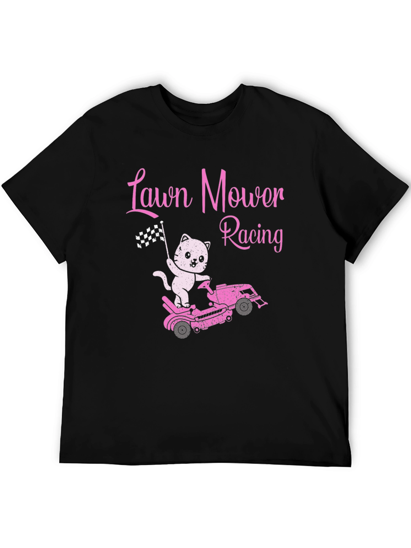 Lawn Mower Racing Cat T-Shirt - Fun Graphic Tee
