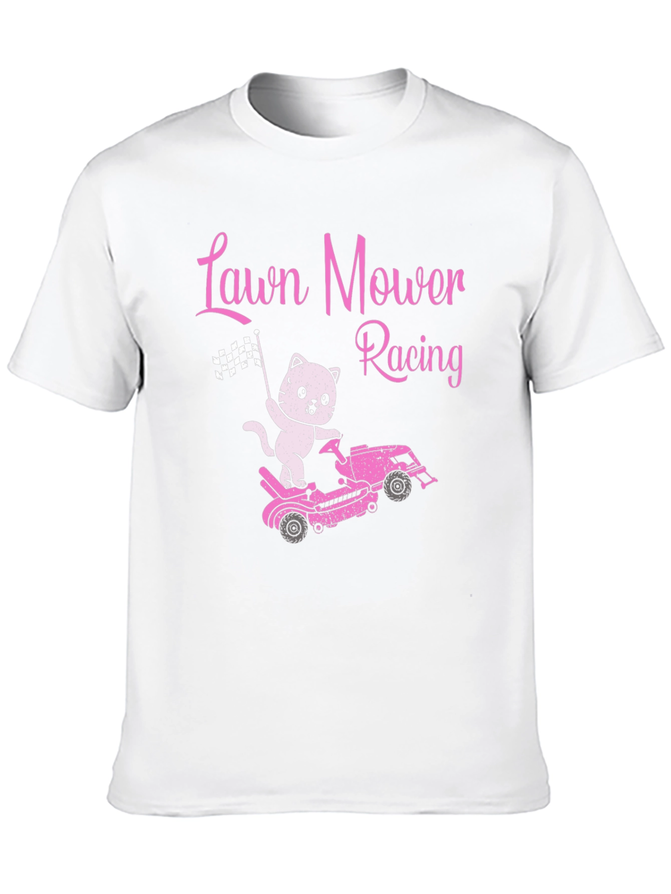 Lawn Mower Racing Cat T-Shirt - Fun Graphic Tee