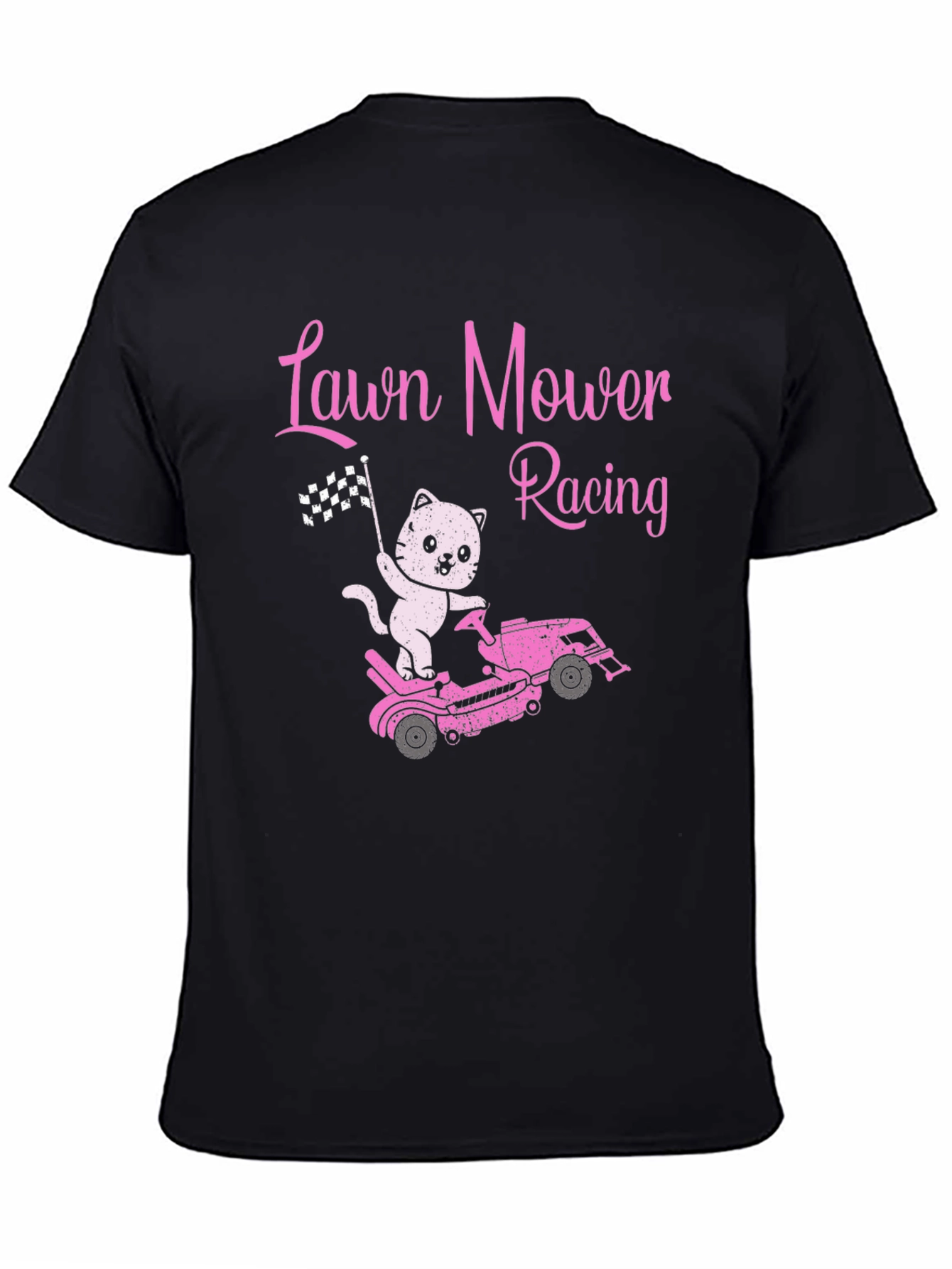 Lawn Mower Racing Cat T-Shirt - Fun Graphic Tee