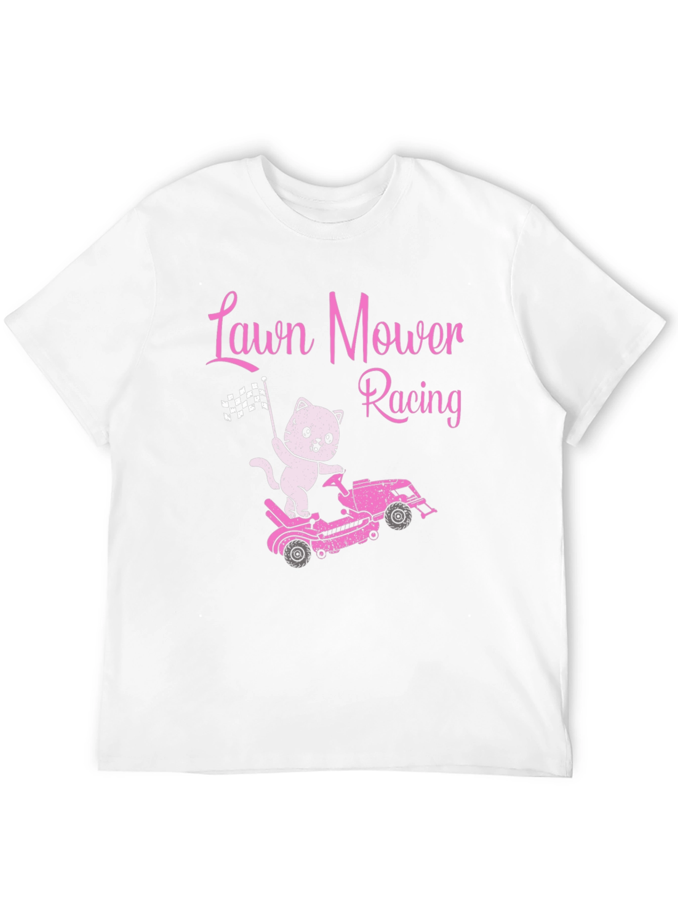 Lawn Mower Racing Cat T-Shirt - Fun Graphic Tee