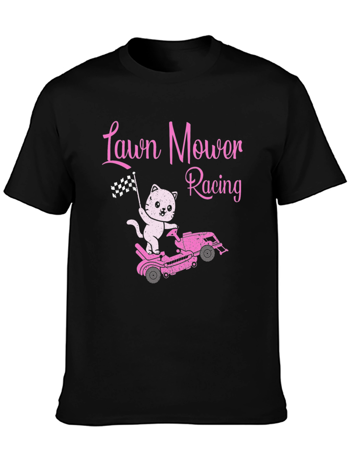 Lawn Mower Racing Cat T-Shirt - Fun Graphic Tee