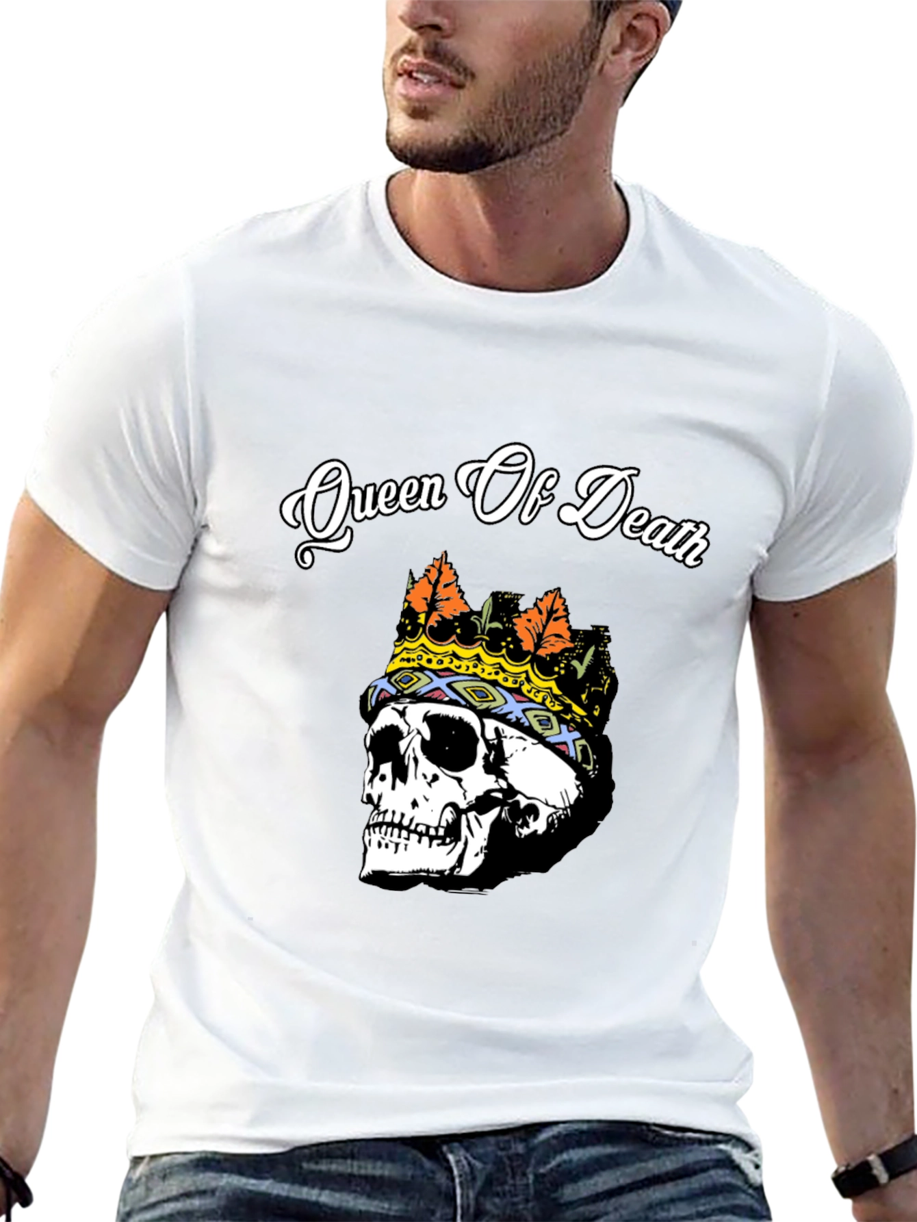 Queen of Death Skull Graphic Tee - Black