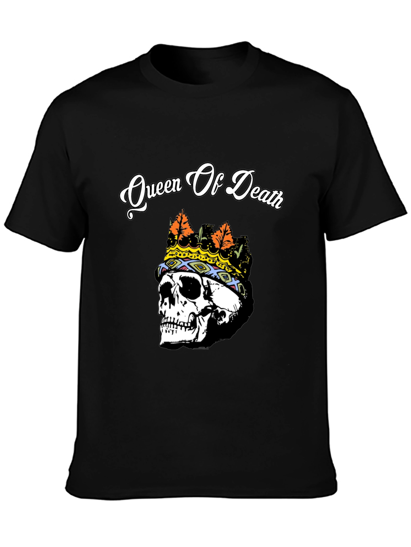 Queen of Death Skull Graphic Tee - Black
