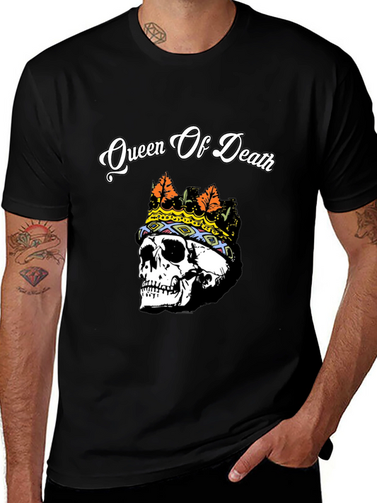 Queen of Death Skull Graphic Tee - Black